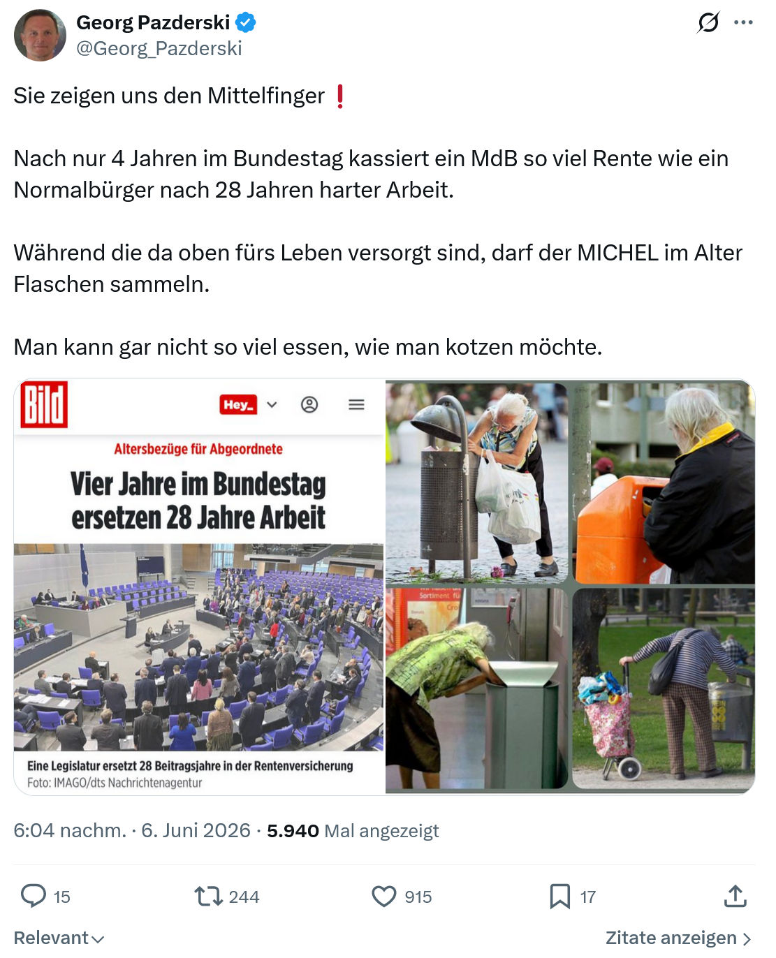 Georg Pazderski: Sie zeigen uns den Mittelfinger❗️…