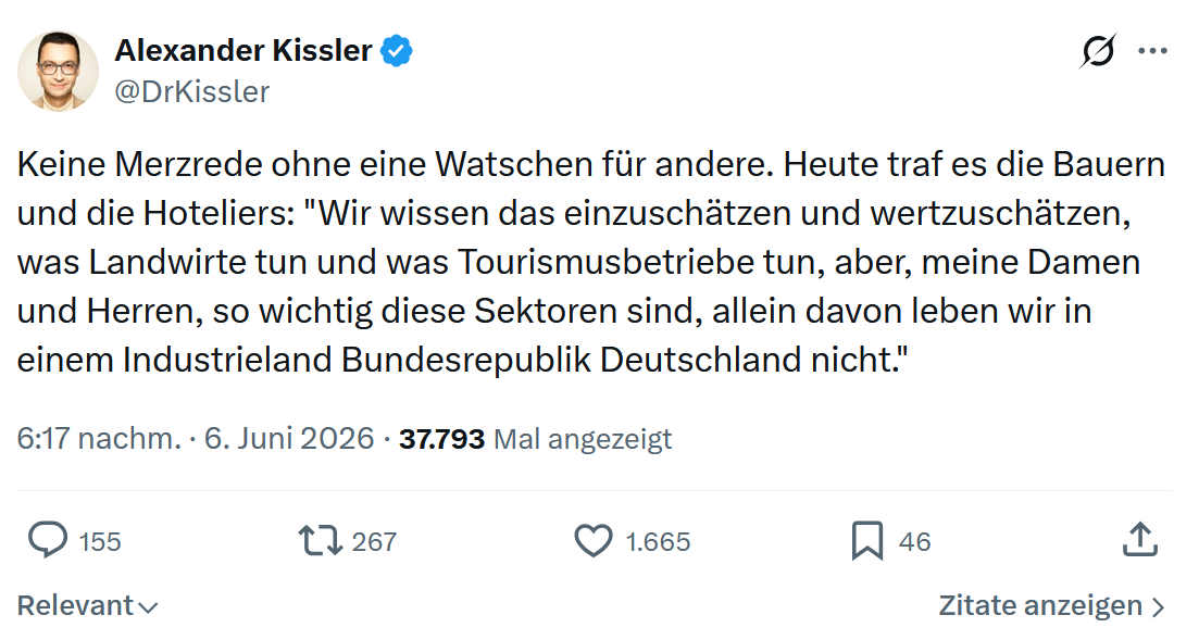 Alexander Kissler: Keine Merzrede ohne eine Watschen…
