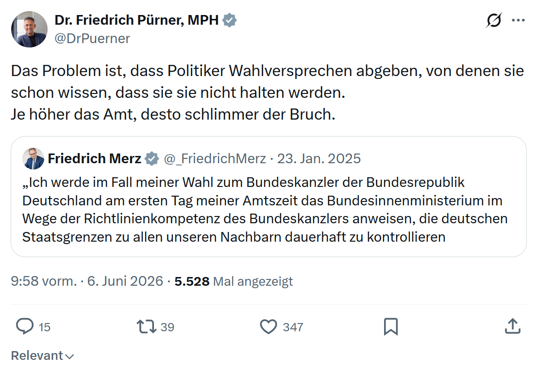 Friedrich Pürner: Das Problem ist, dass Politiker…