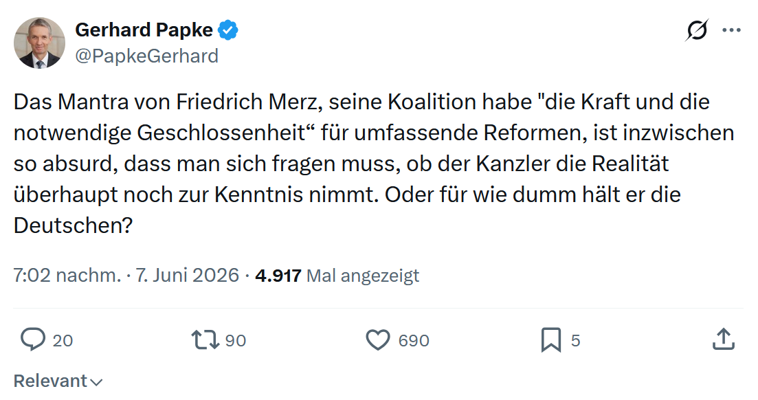 Gerhard Papke: Das Mantra von Friedrich Merz…