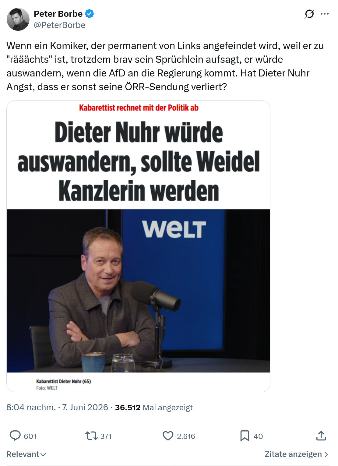 Peter Borbe: Wenn ein Komiker…