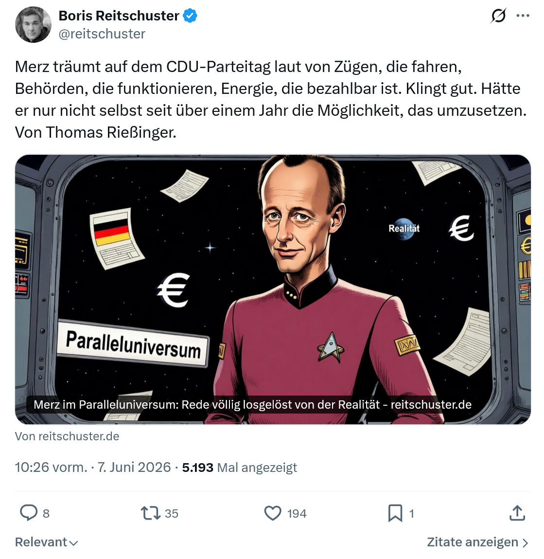 Boris Reitschuster: Merz träumt auf dem…