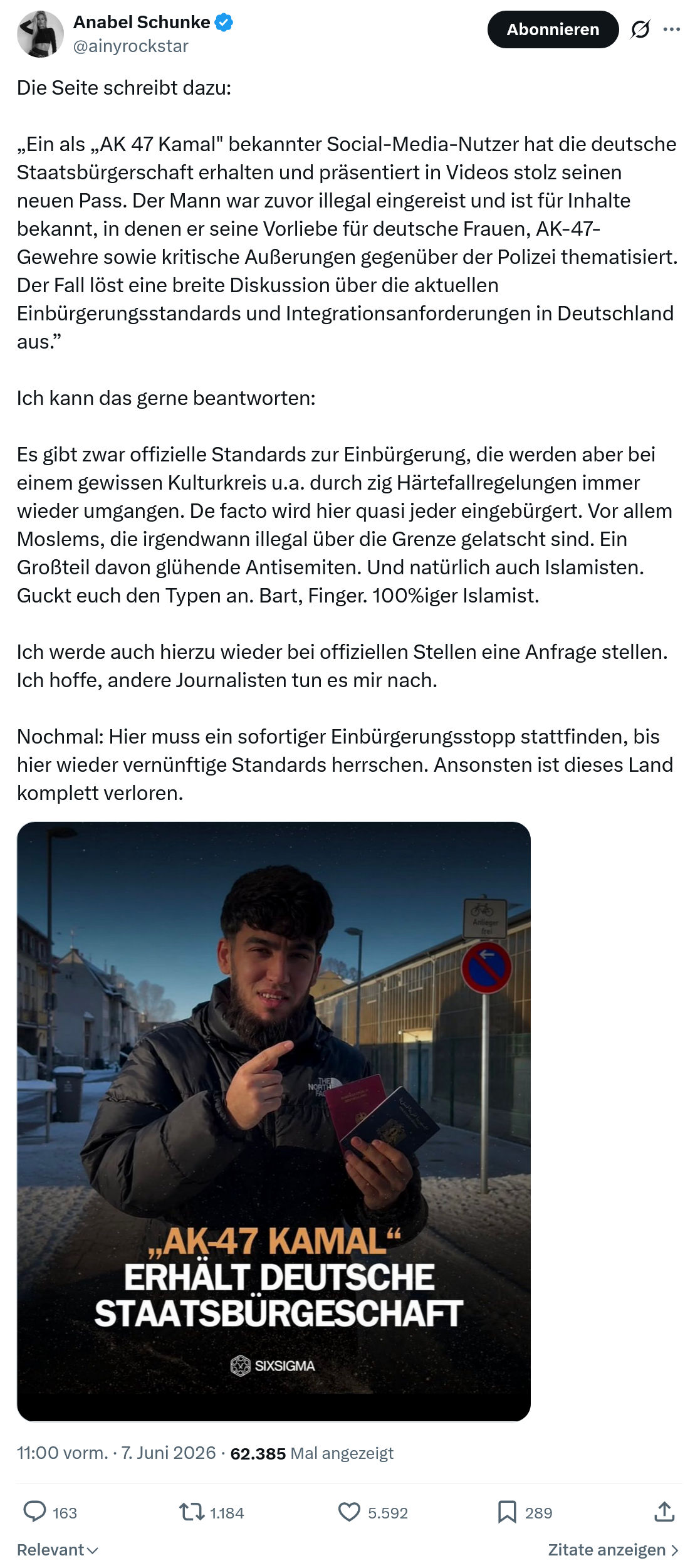 Anabel Schunke: Die Seite schreibt dazu…