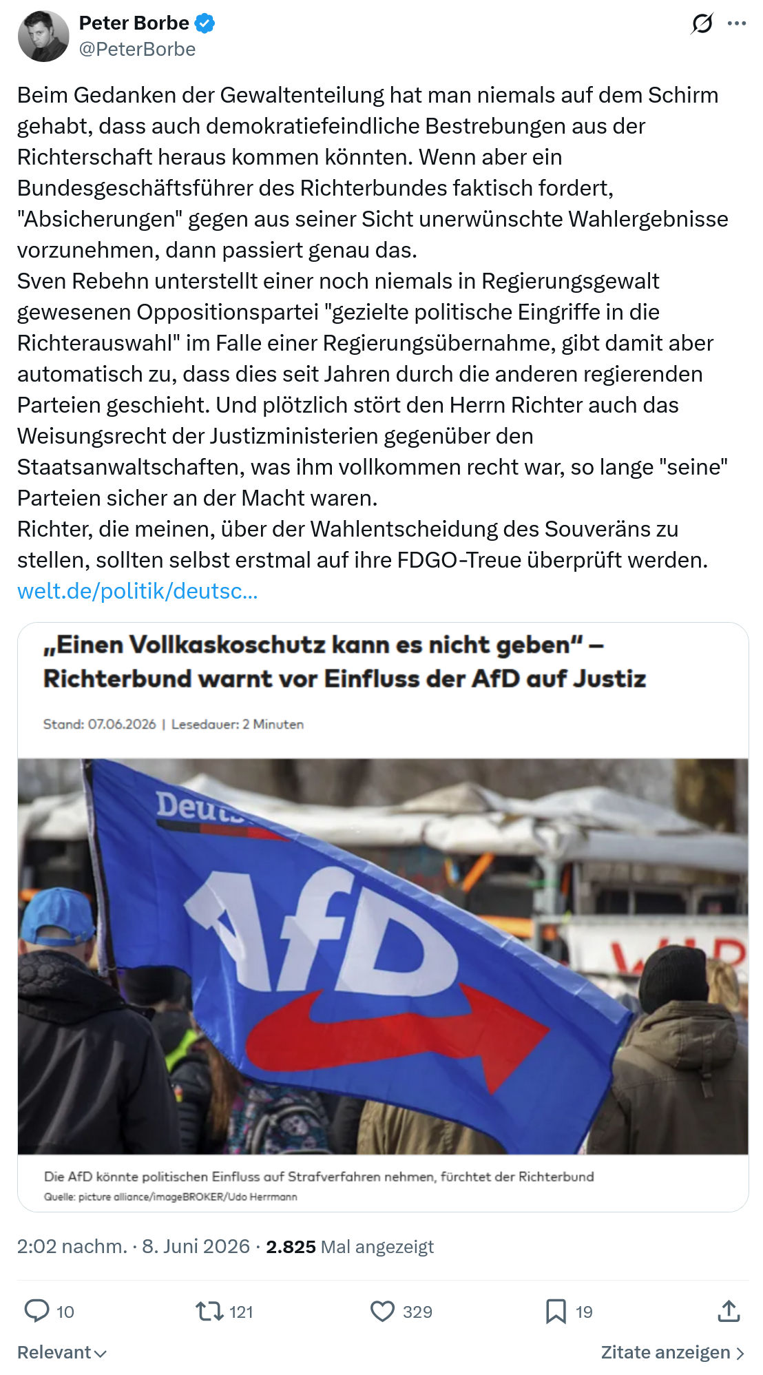 Peter Borbe: Beim Gedanken der Gewaltenteilung…