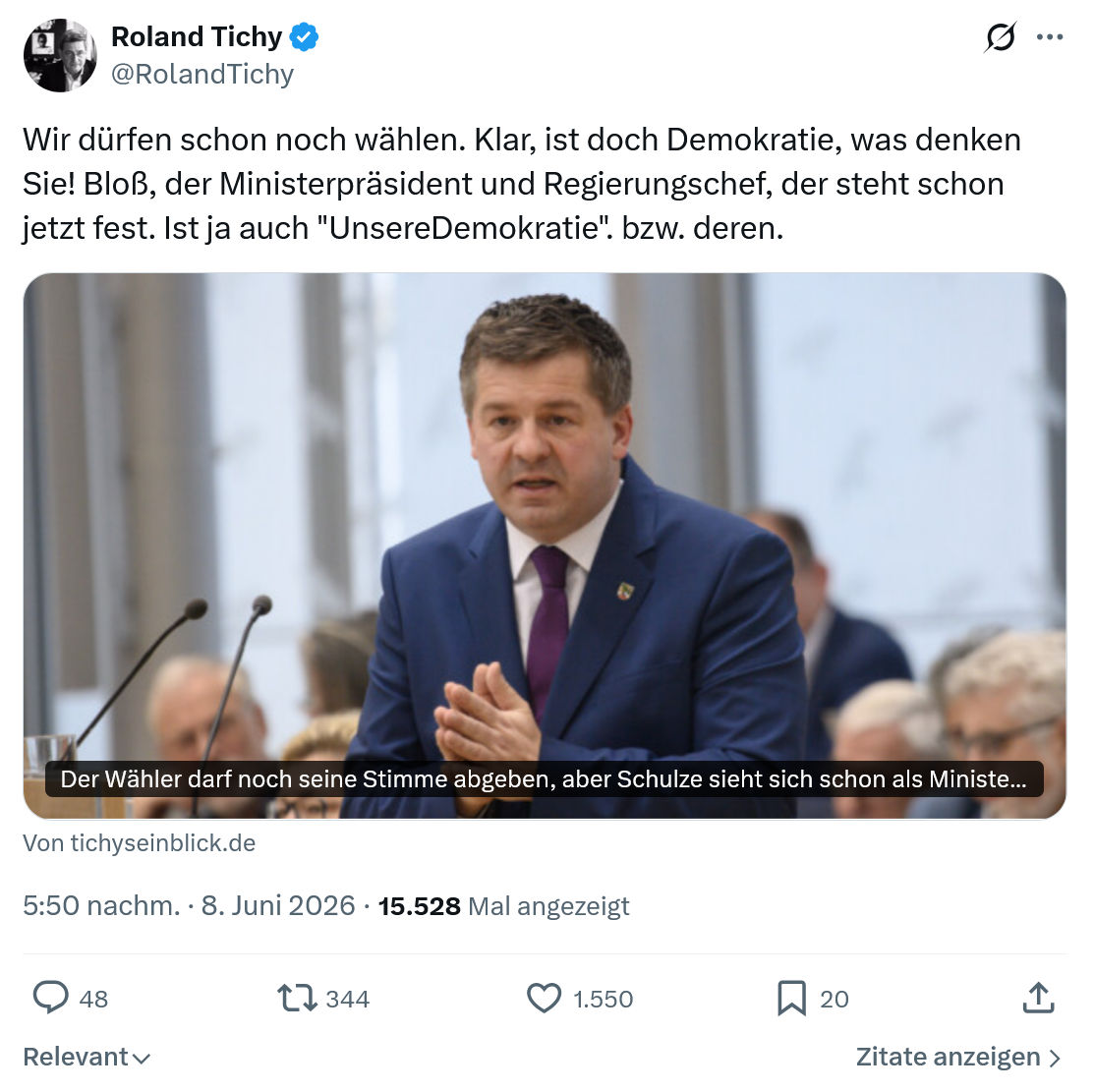 Roland Tichy: Wir dürfen schon noch wählen…