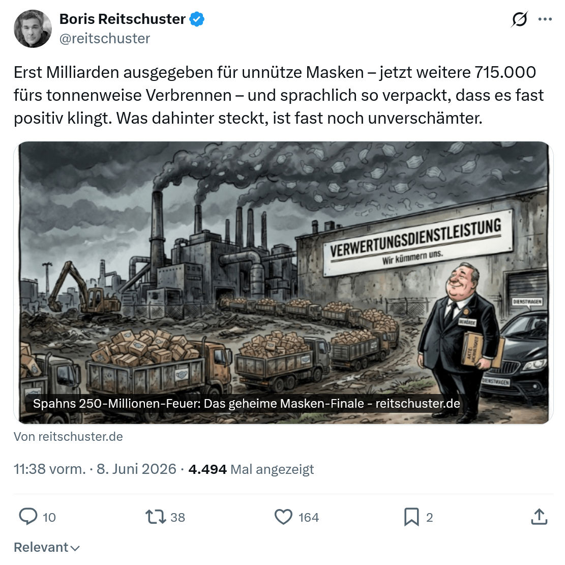 Boris Reitschuster: Erst Milliarden ausgegeben für unnütze Masken…