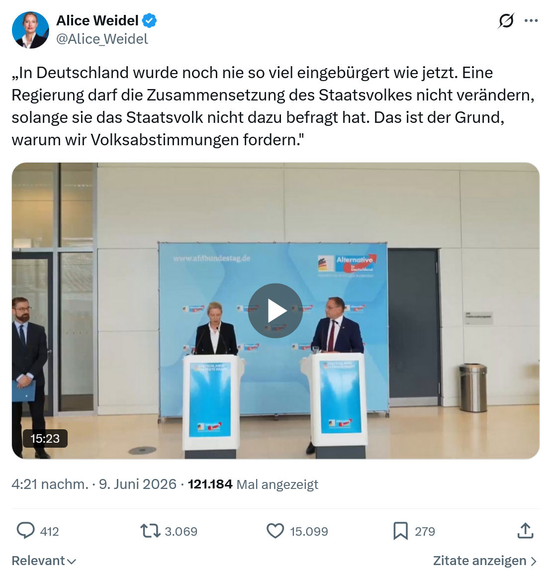 Alice Weidel: In Deutschland wurde noch…