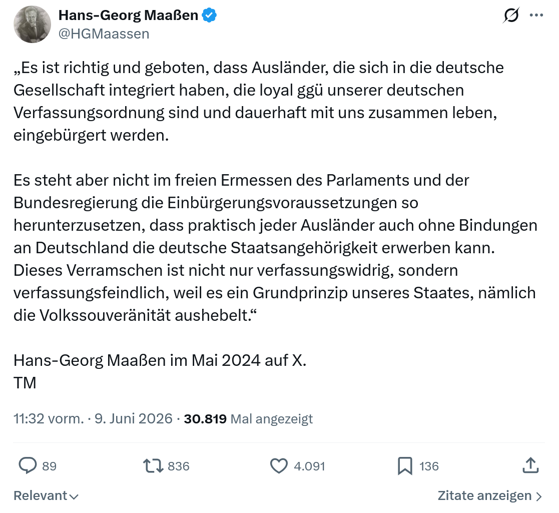 Hans-Georg Maaßen: Es ist richtig und geboten…