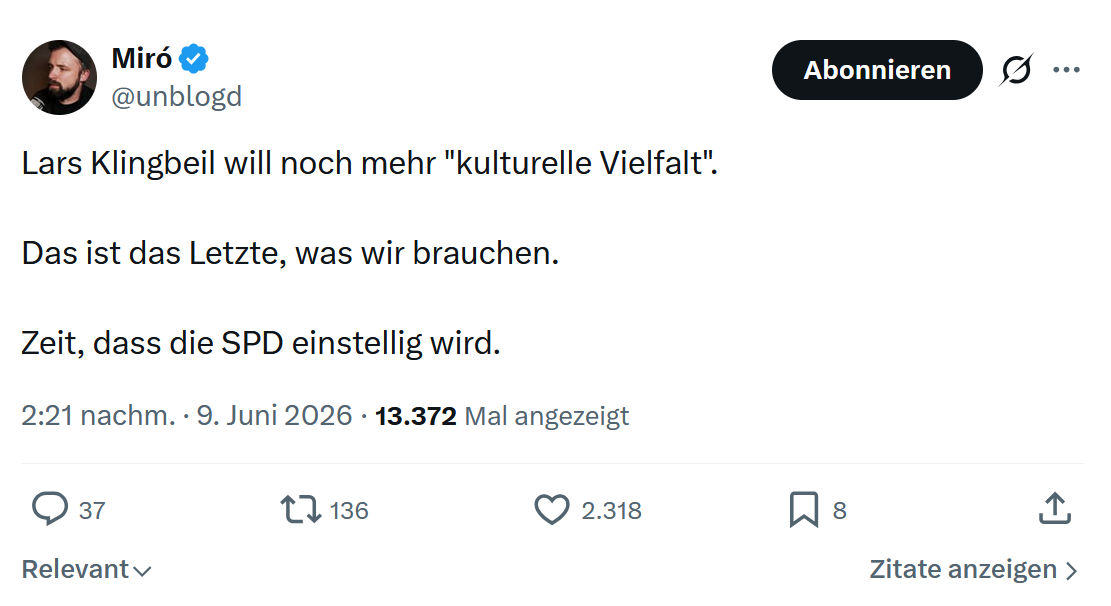 Miro Wolsfeld: Lars Klingbeil will noch mehr…