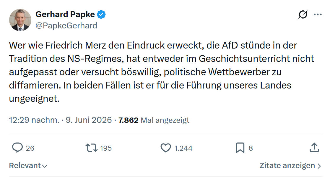 Gerhard Papke: Wer wie Friedrich Merz den Eindruck erweckt…