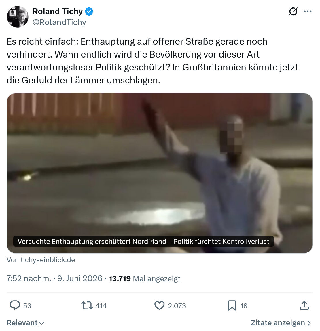 Roland Tichy: Es reicht einfach…