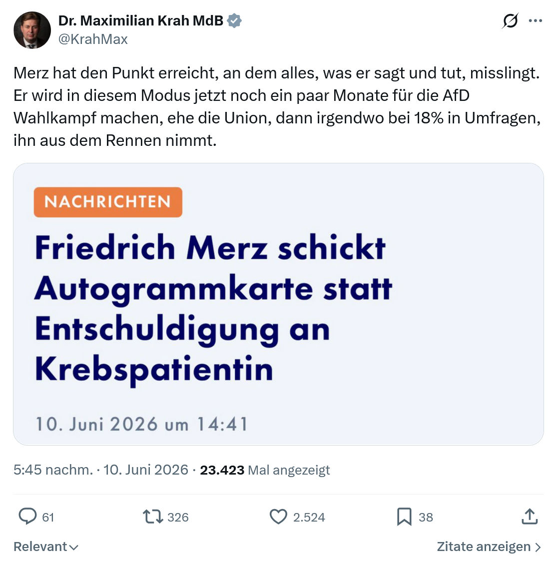 Maximilian Krah: Merz hat den Punkt erreicht…