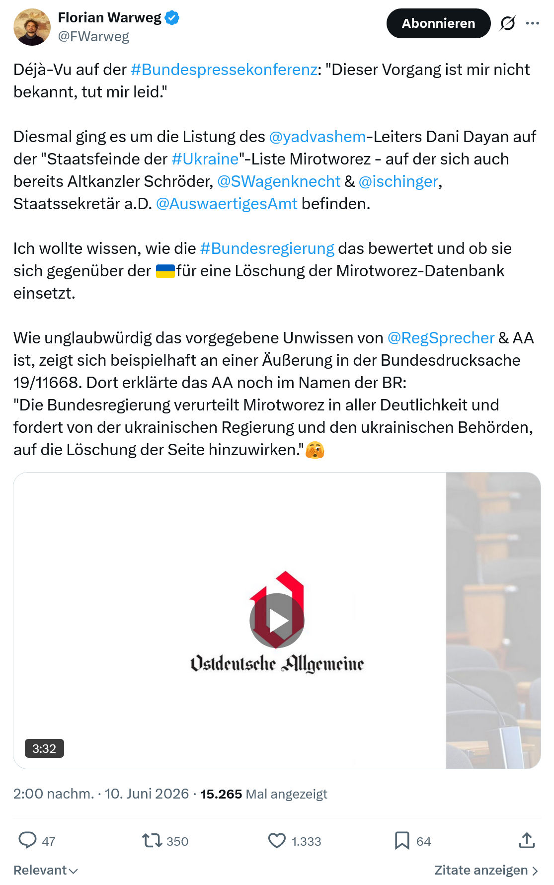 Florian Warweg: Déjà-Vu auf der #Bundespressekonferenz…