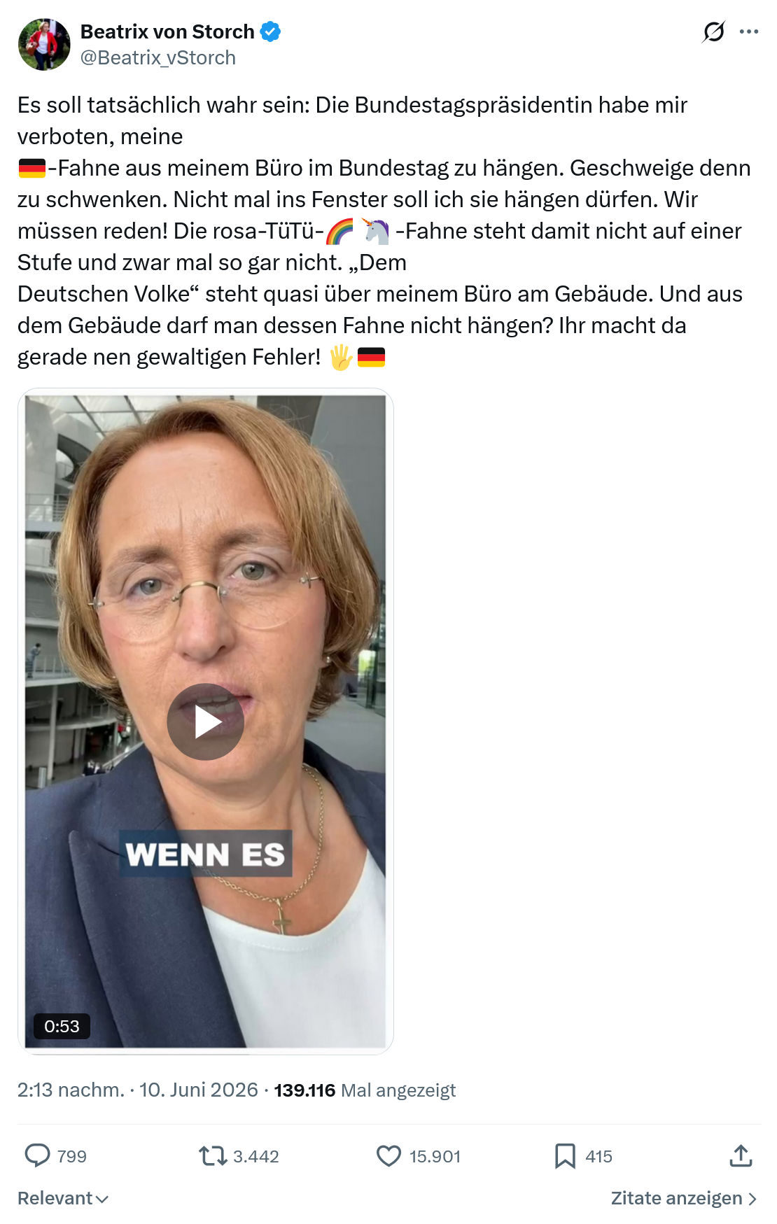 Beatrix von Storch: Es soll tatsächlich wahr sein…