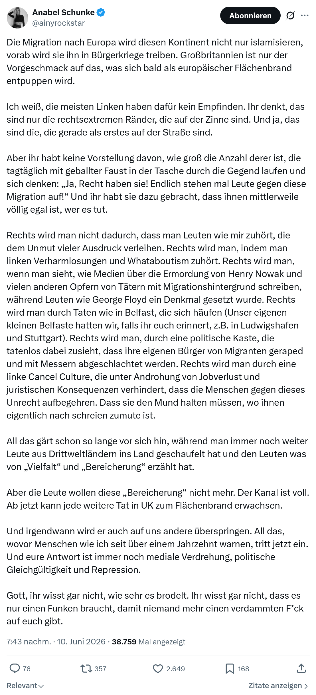 Anabel Schunke: Die Migration nach Europa…