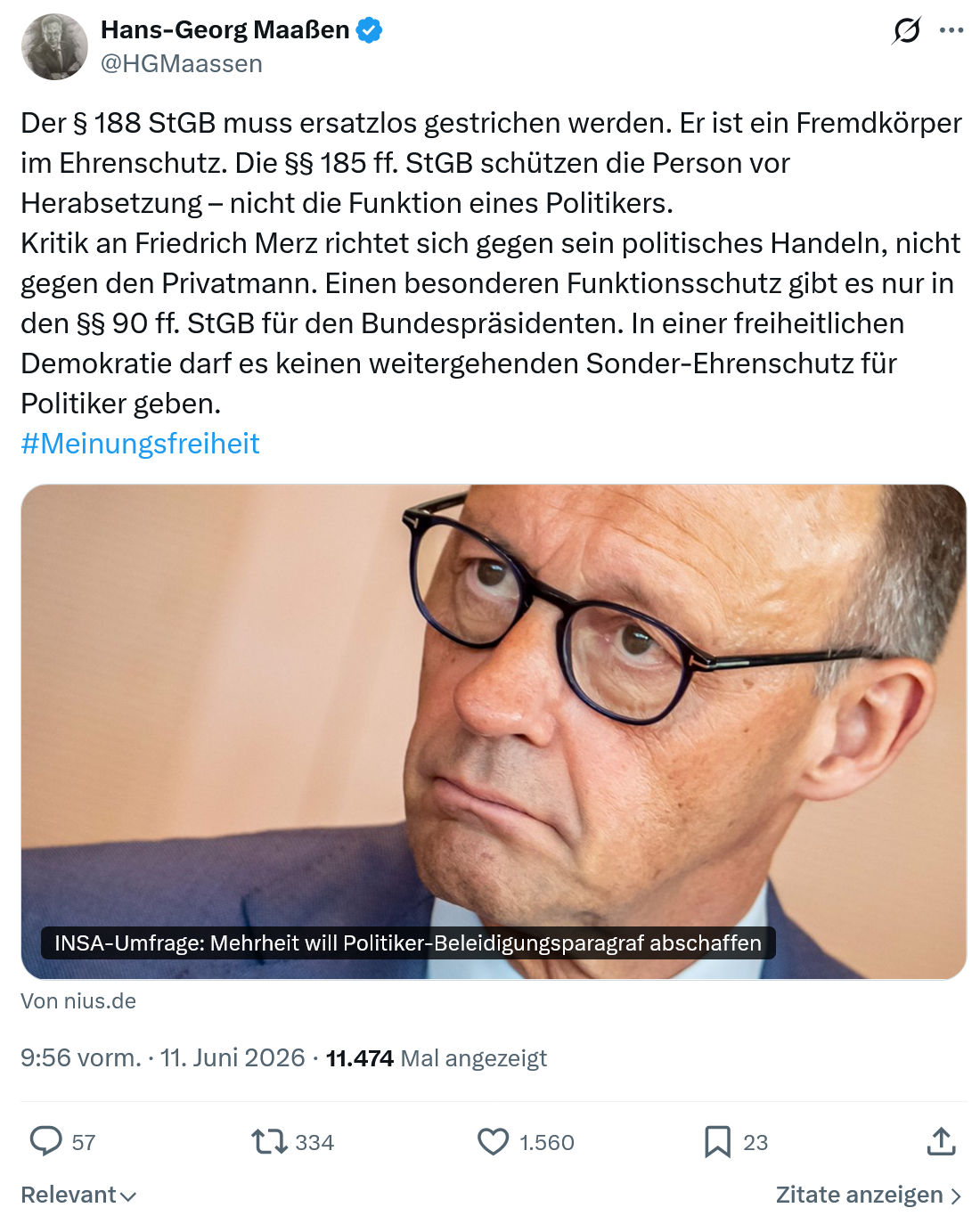 Hans-Georg Maaßen: Der § 188 StGB muss ersatzlos gestrichen werden…