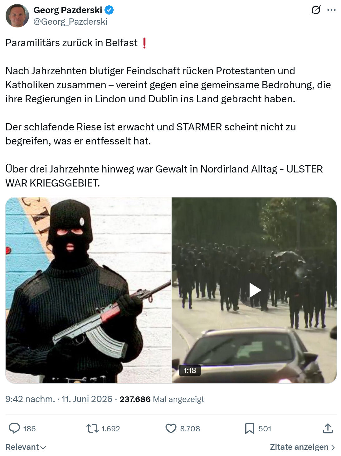Georg Pazderski: Paramilitärs zurück in Belfast…
