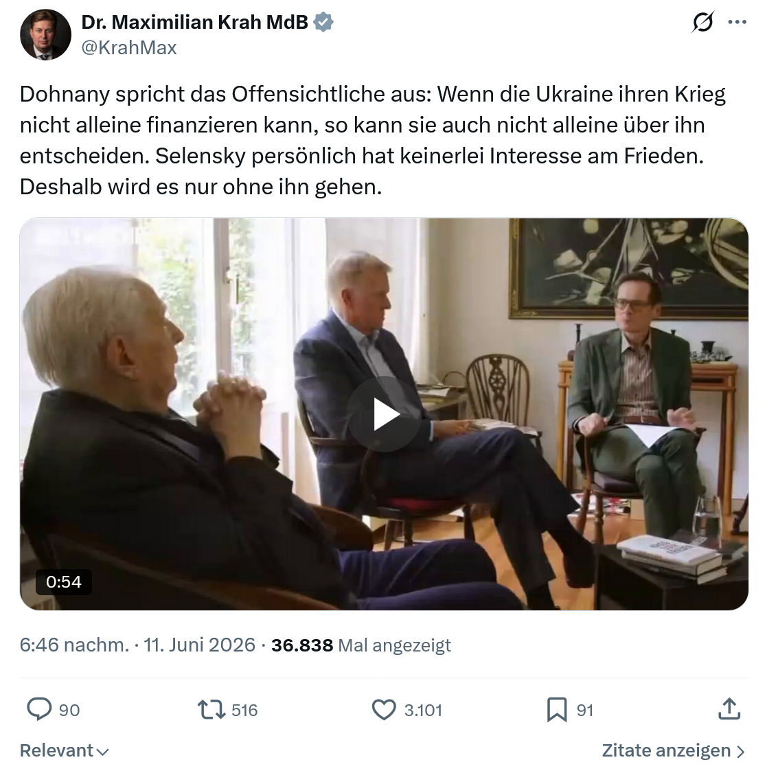 Maximilian Krah: Dohnany spricht das Offensichtliche aus…