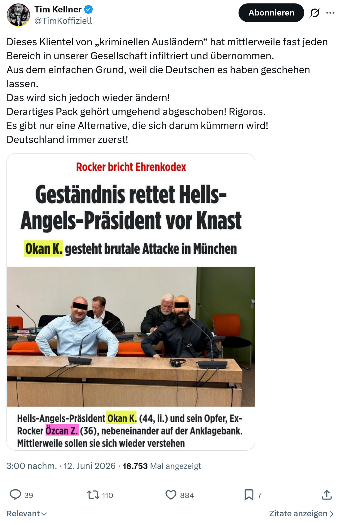 Tim Kellner: Dieses Klientel von „kriminellen Ausländern“…