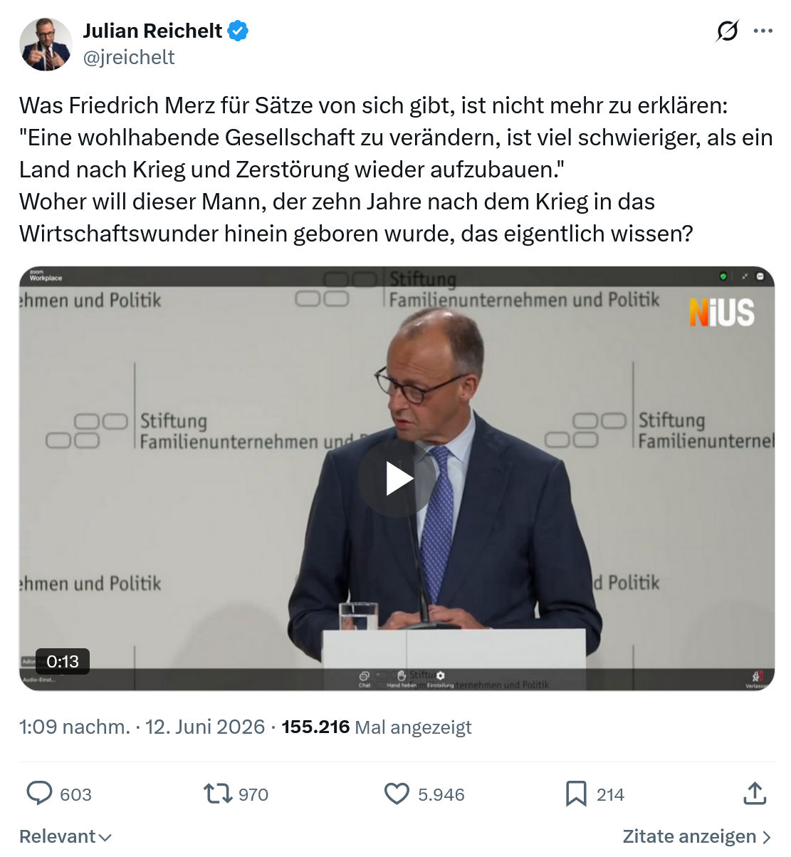 Julian Reichelt: Was Friedrich Merz für Sätze…