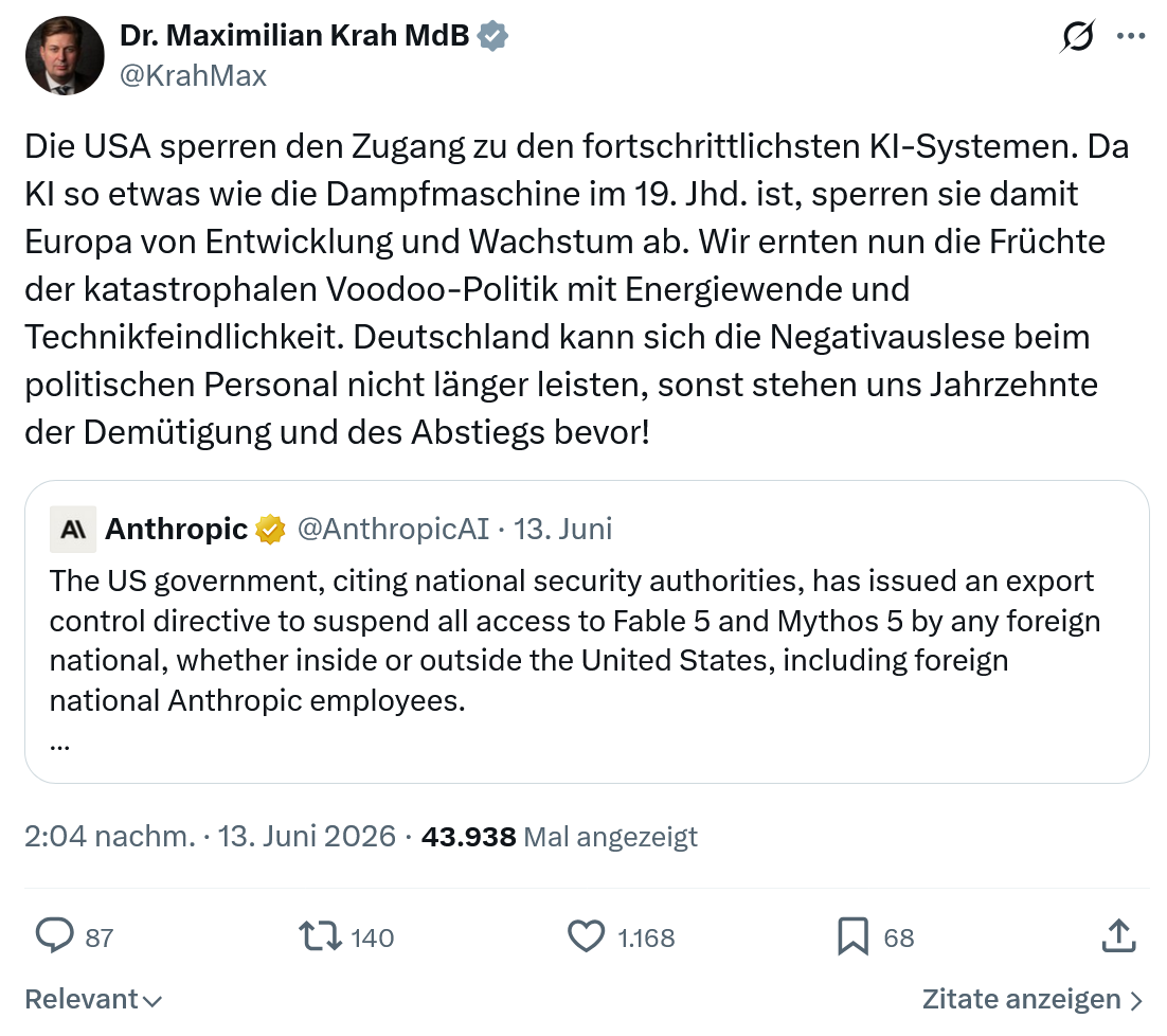 Maximilian Krah: Die USA sperren den Zugang…