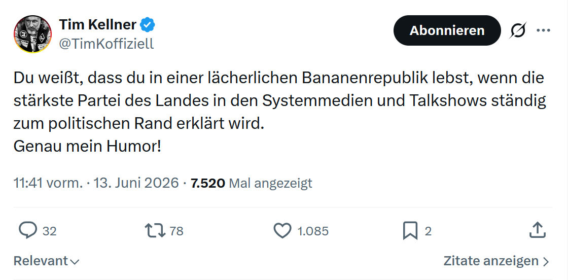 Tim Kellner: Du weißt, dass du in einer lächerlichen…