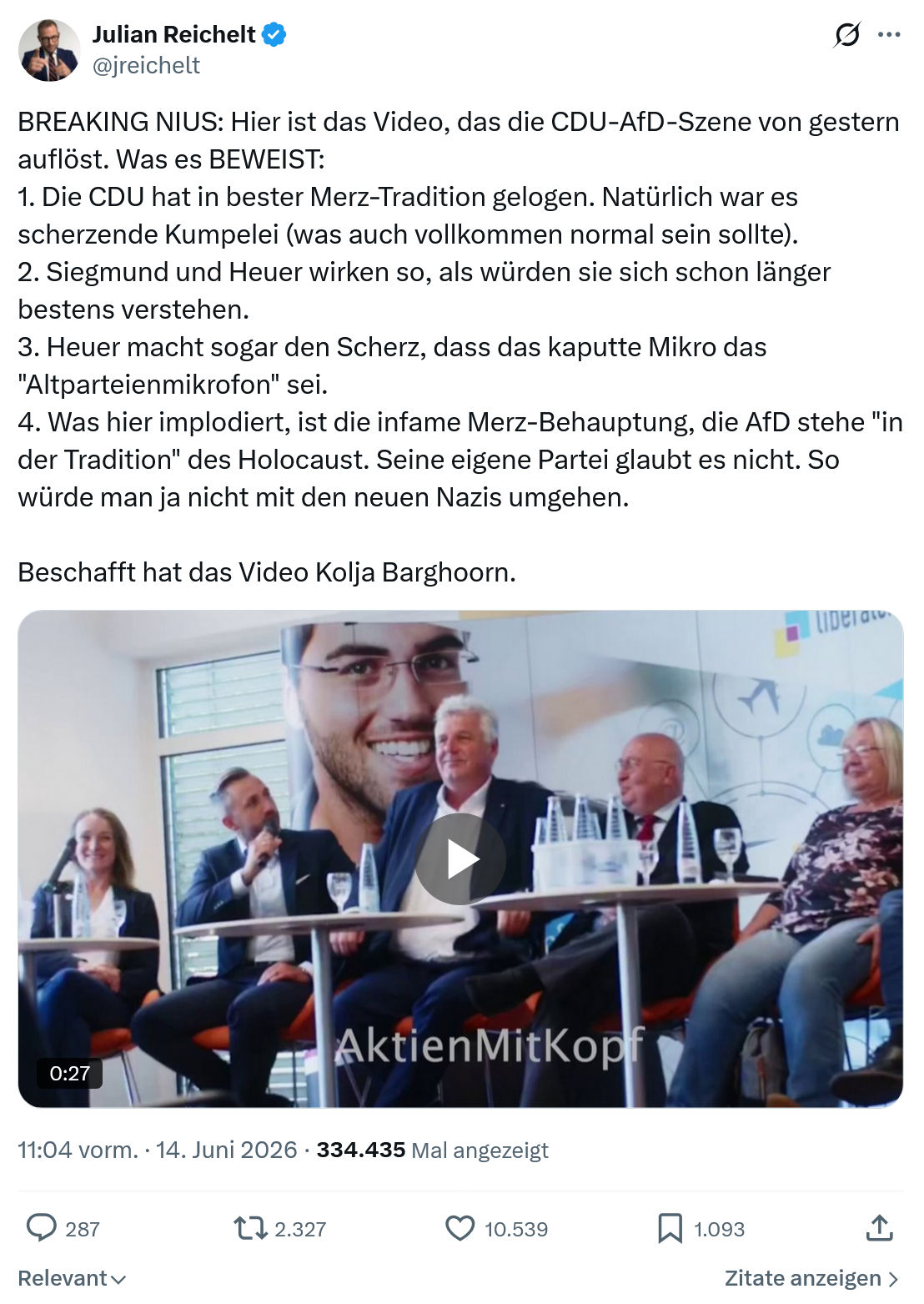 Julian Reichelt: BREAKING NIUS…