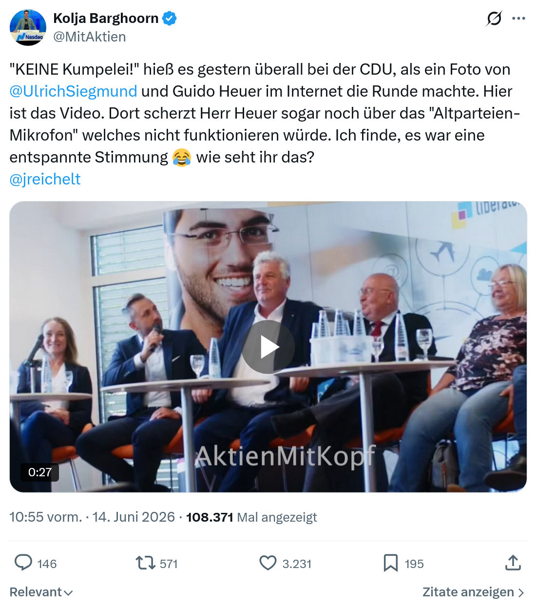 Kolja Barghoorn: "KEINE Kumpelei!" hieß es gestern…