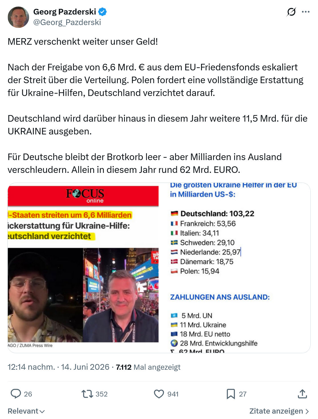 Georg Pazderski: MERZ verschenkt weiter unser Geld!…