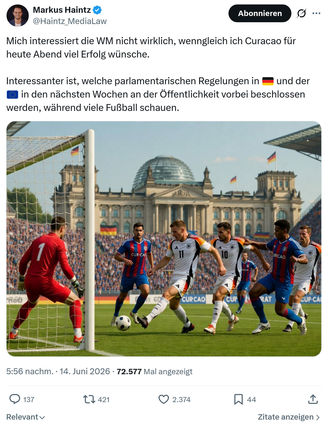 Markus Haintz: Mich interessiert die WM nicht wirklich…
