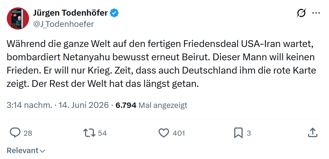 Jürgen Todenhöfer: Während die ganze Welt auf den fertigen Friedensdeal…