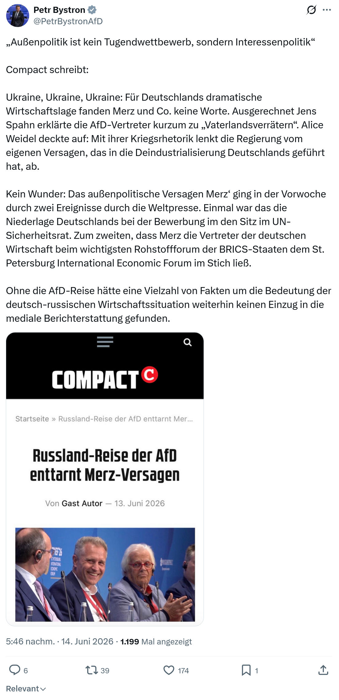 Petr Bystron: Außenpolitik ist kein Tugendwettbewerb…