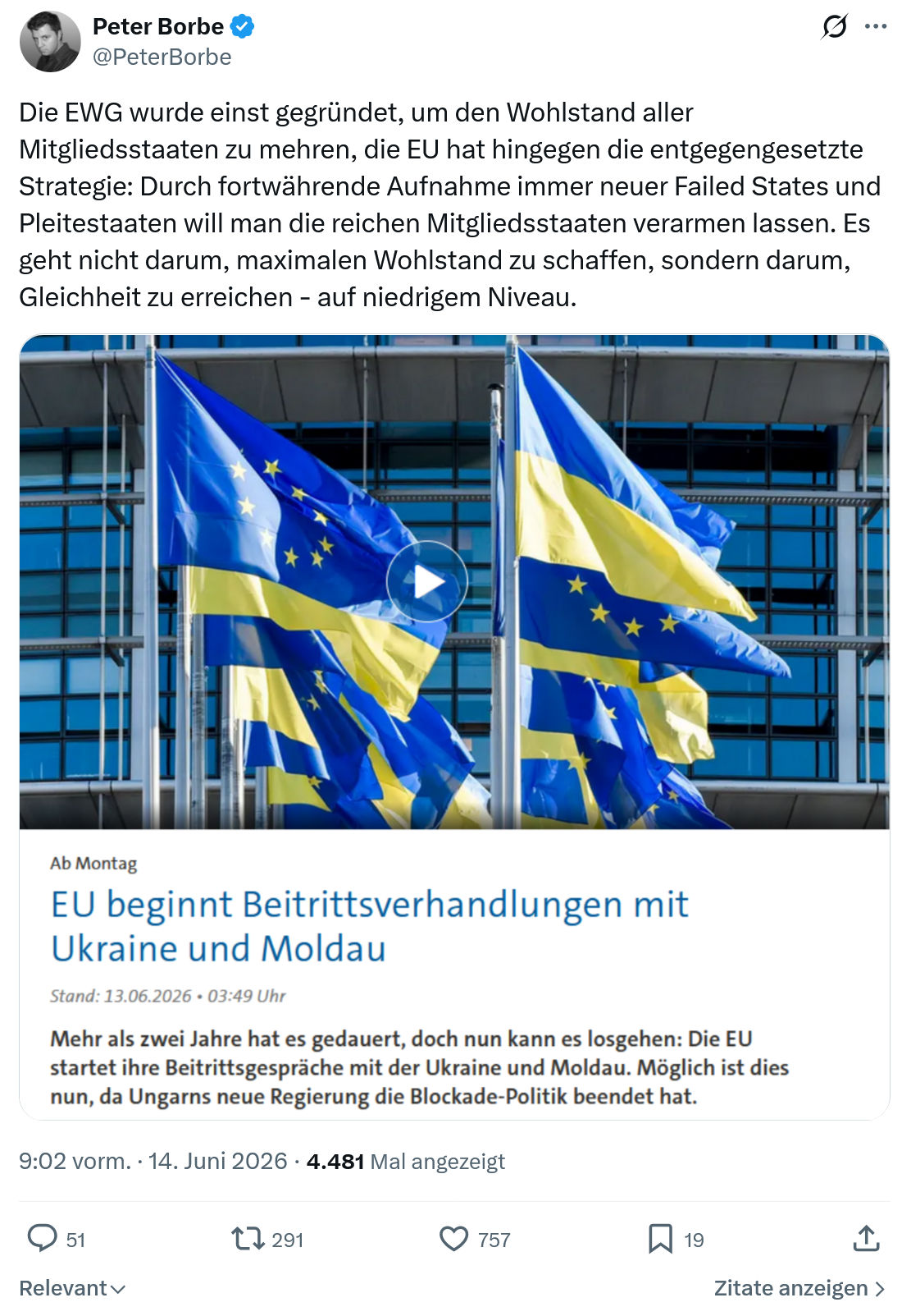 Peter Borbe: Die EWG wurde einst gegründet…