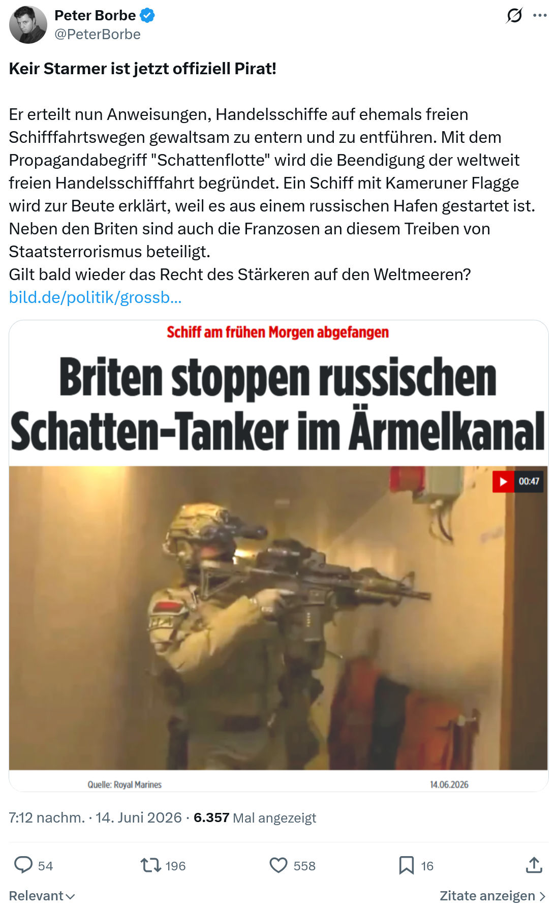 Peter Borbe: Keir Starmer ist jetzt offiziell Pirat!…