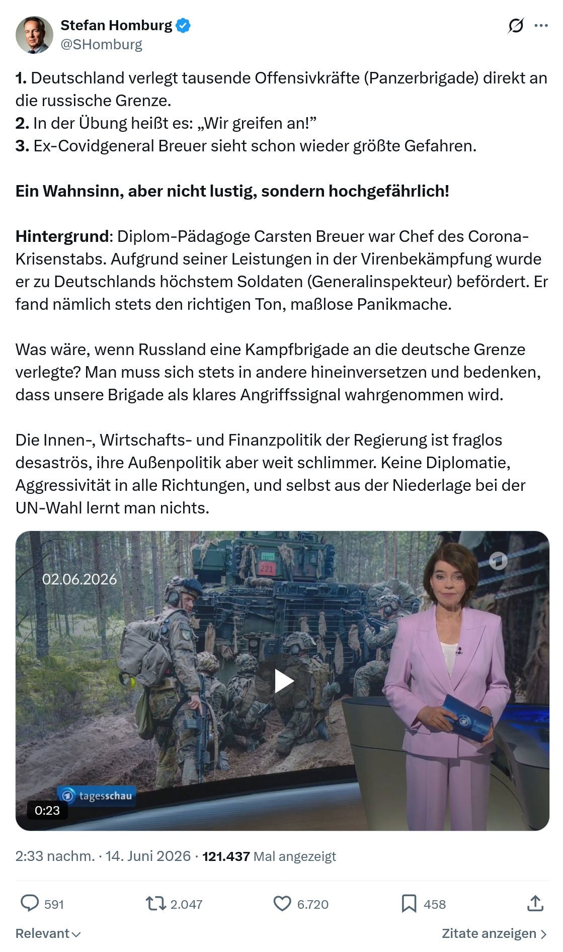 Stefan Homburg: Deutschland verlegt tausende Offensivkräfte…