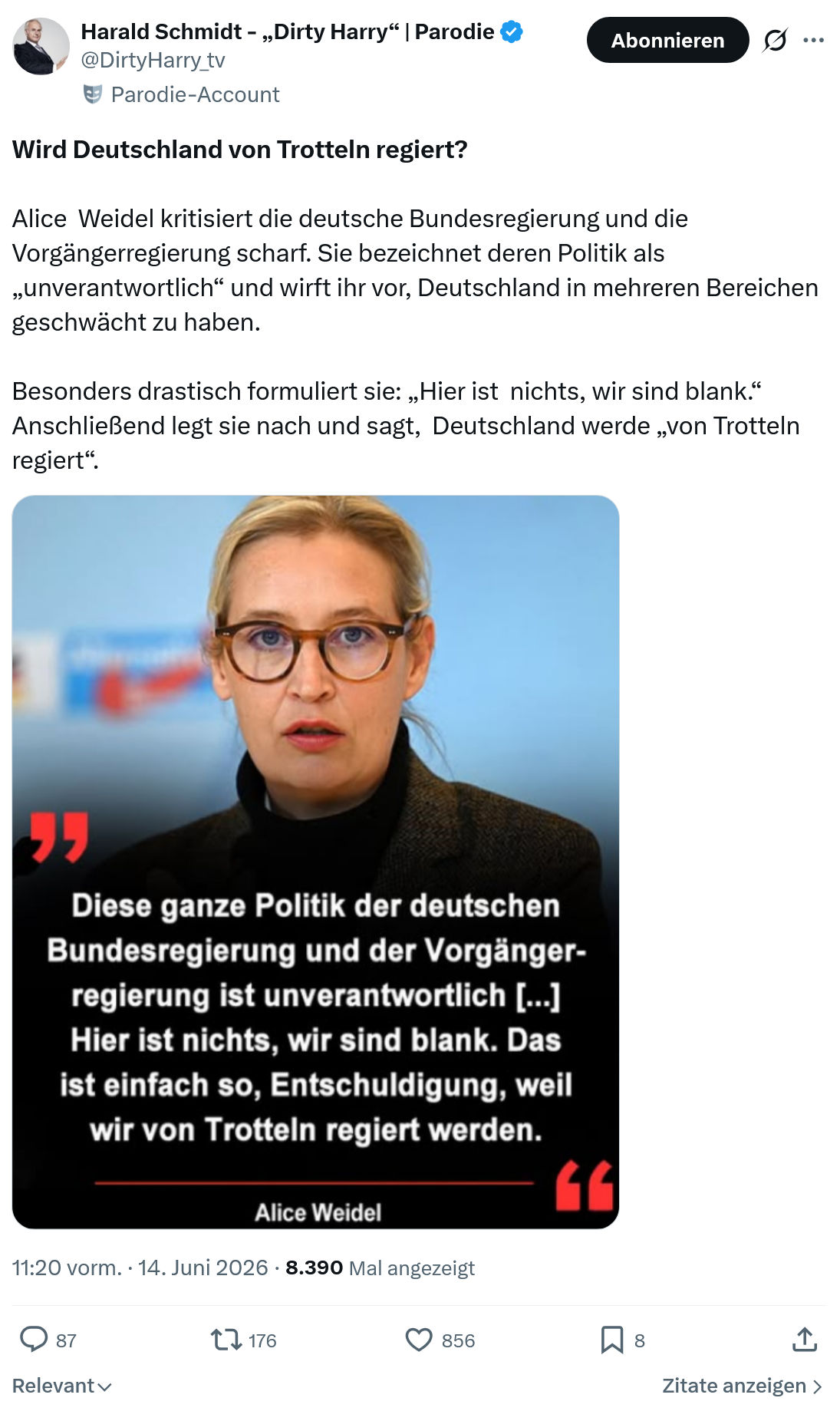 Harald Schmidt: Wird Deutschland von Trotteln regiert?…
