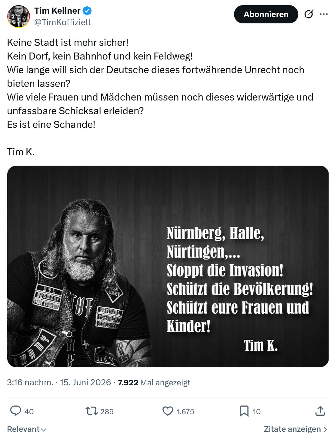Tim Kellner: Keine Stadt ist mehr sicher!...