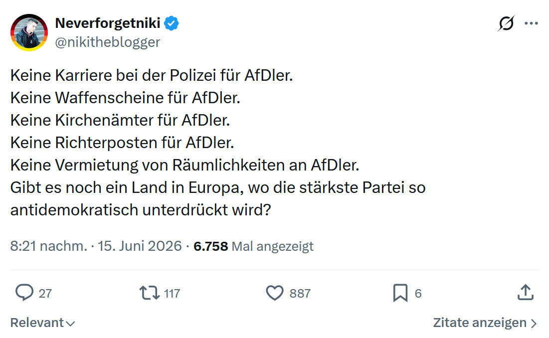 Neverforgetniki: Keine Karriere bei der Polizei für AfDler...