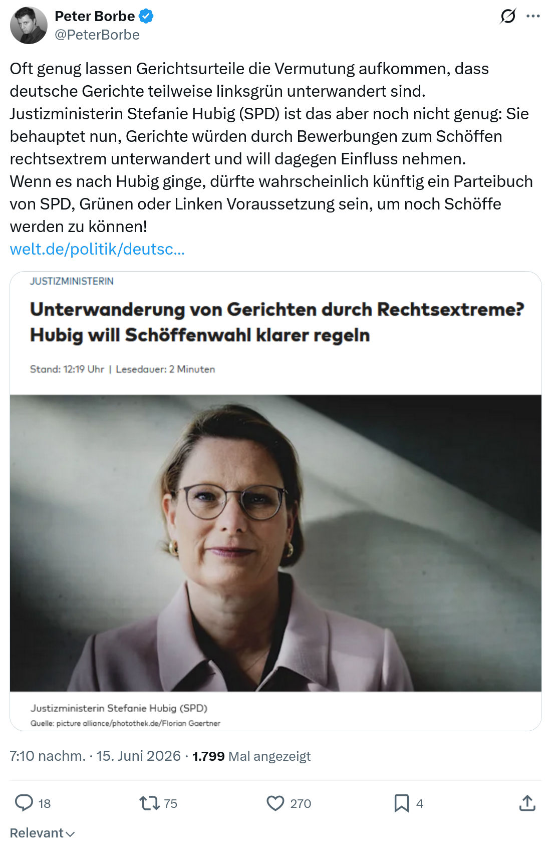 Peter Borbe: Oft genug lassen Gerichtsurteile die Vermutung...