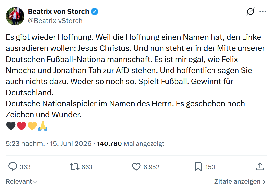 Beatrix von Storch: Es gibt wieder Hoffnung. Weil die Hoffnung...
