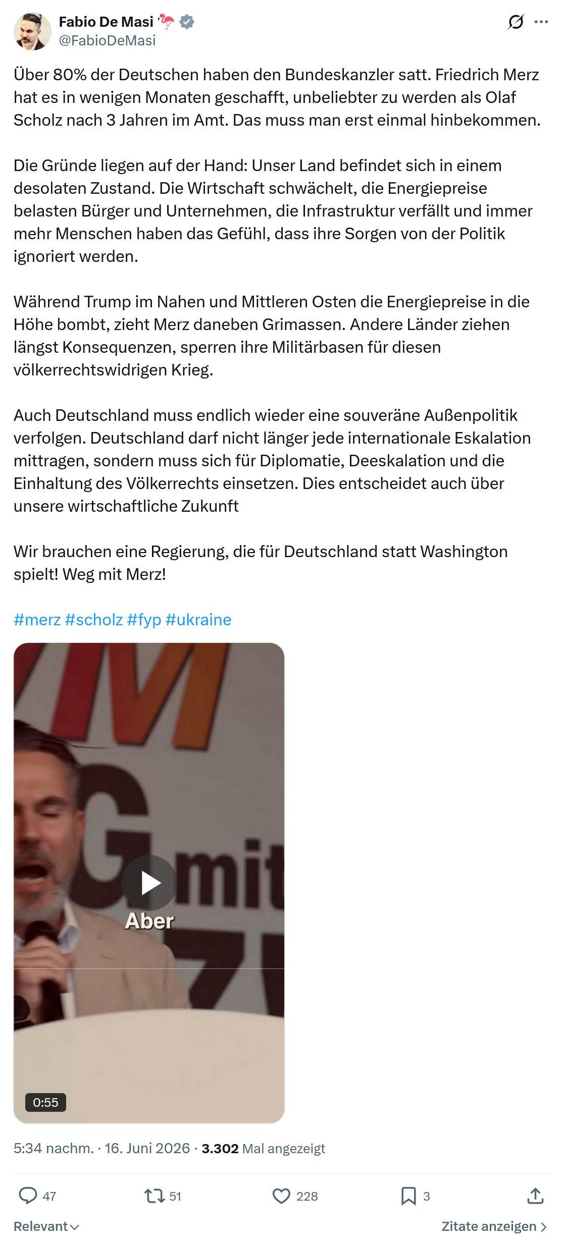 Fabio De Masi: Über 80% der Deutschen haben den...