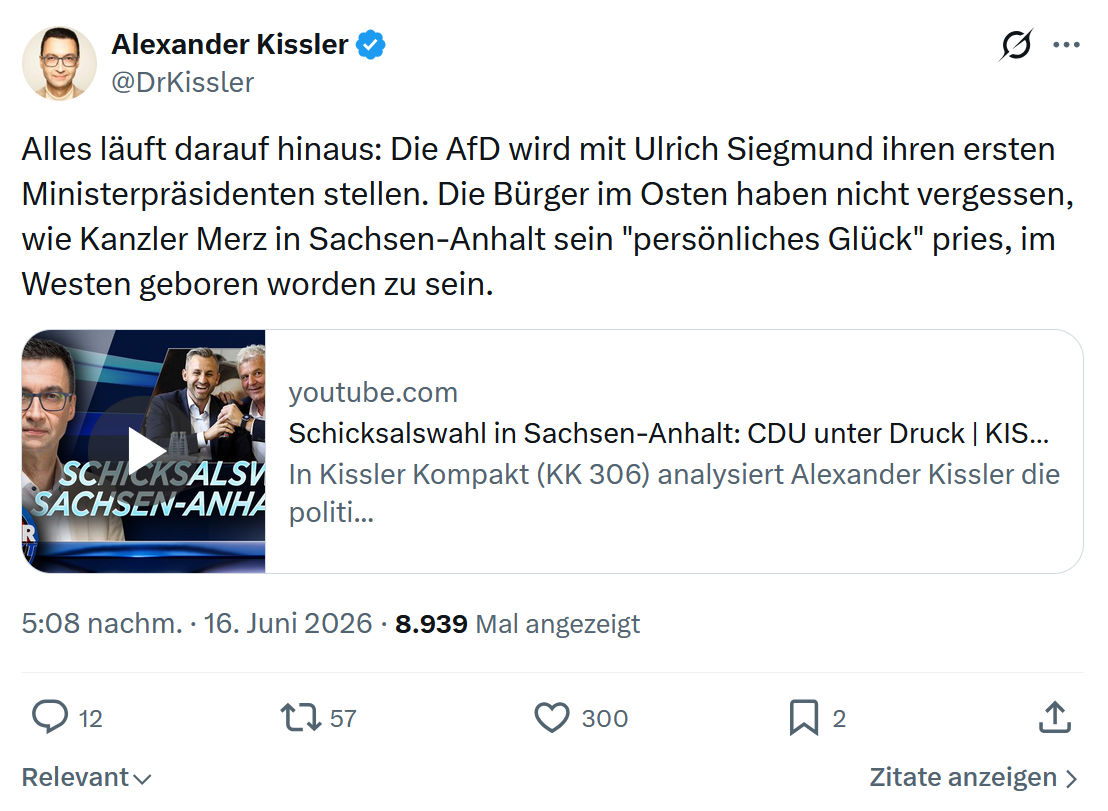 Alexander Kissler: Alles läuft darauf hinaus: Die AfD wird...