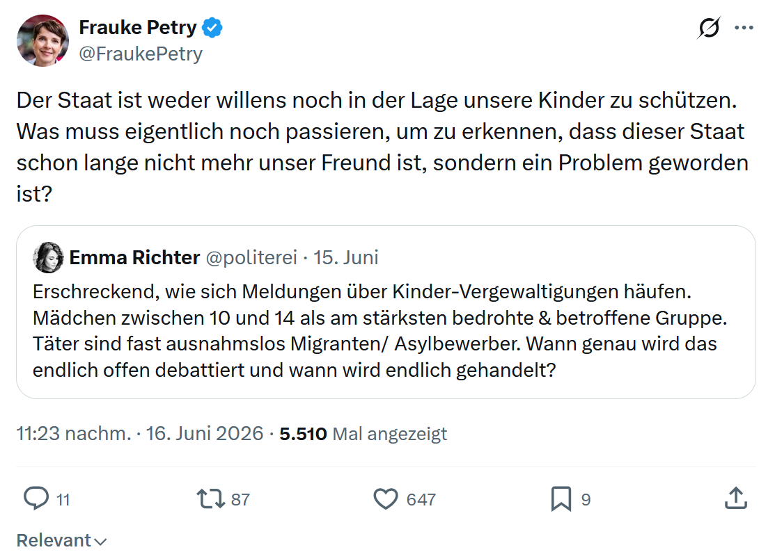 Frauke Petry: Der Staat ist weder willens...