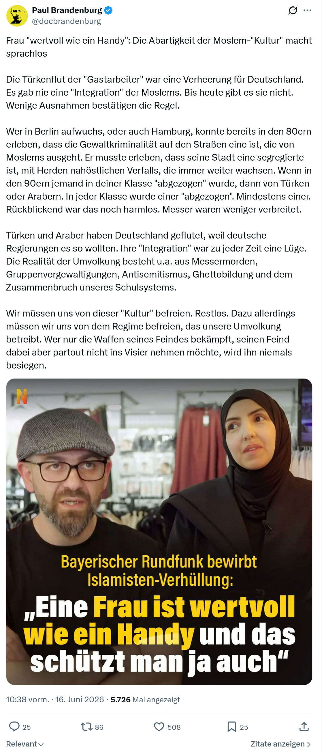 Paul Brandenburg: Frau ""wertvoll wie ein Handy"": Die Abartigkeit ...