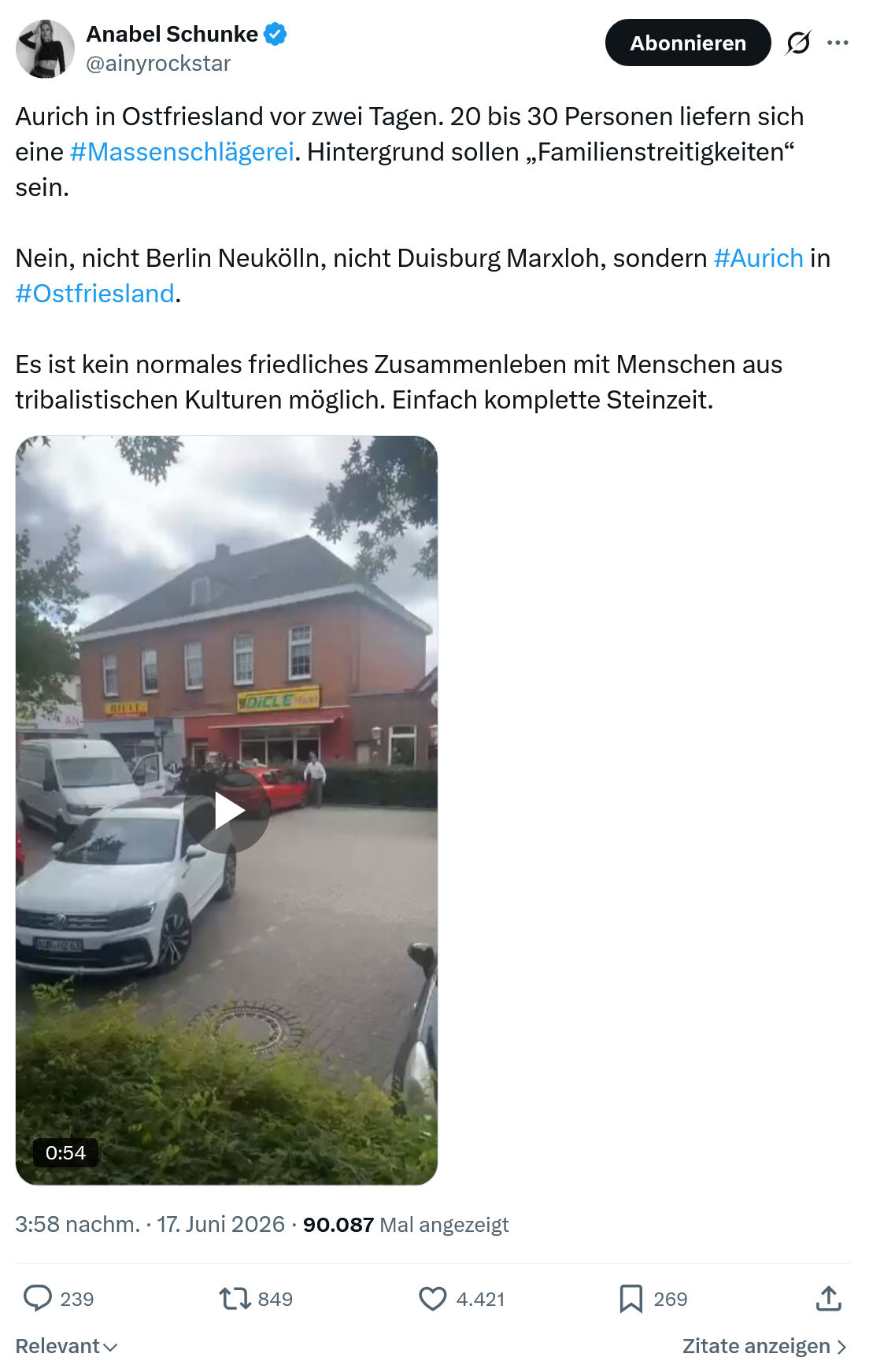 Anabel Schunke: Aurich in Ostfriesland vor zwei Tagen