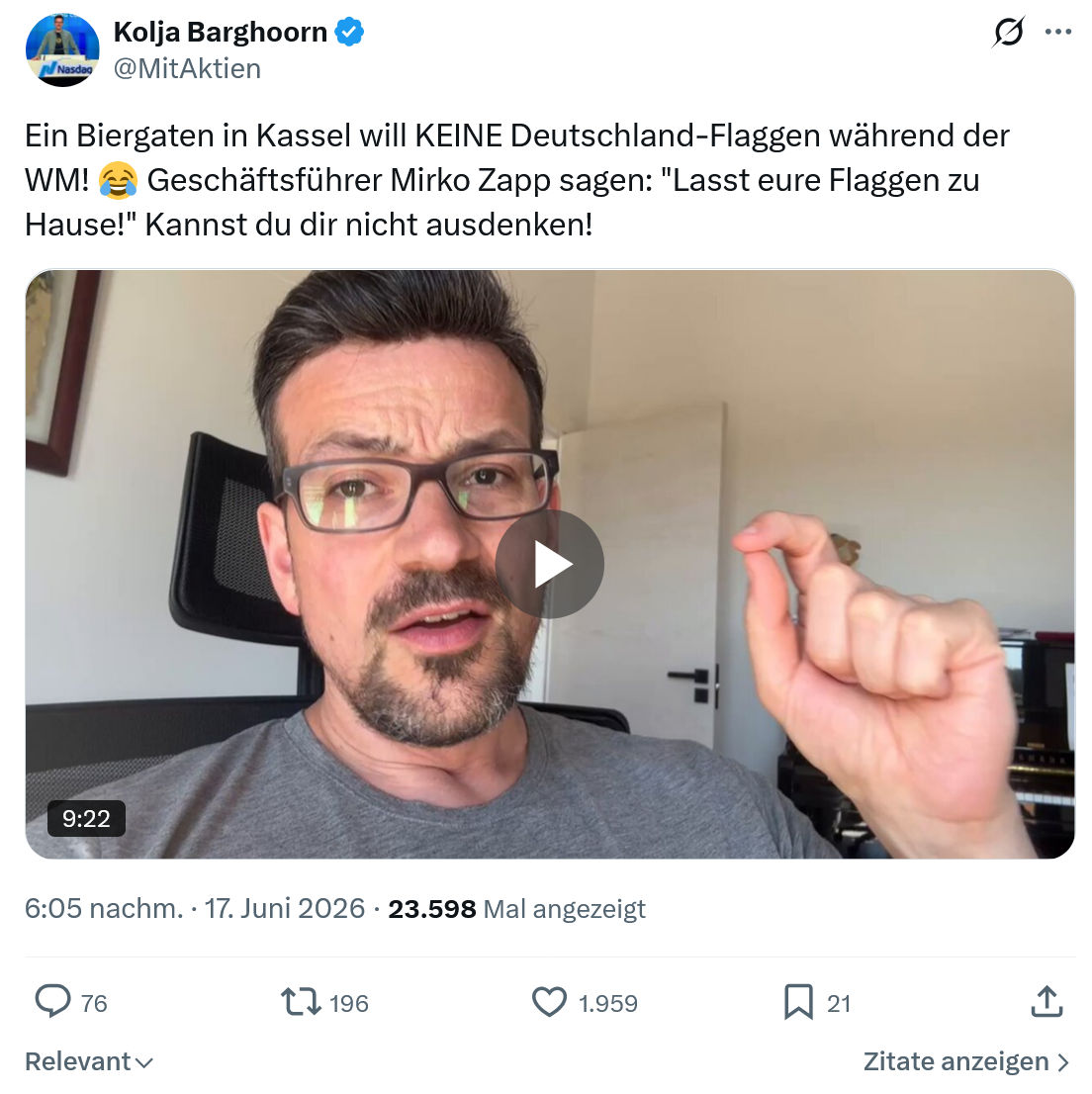 Kolja Barghoorn: Ein Biergaten in Kassel will KEINE...