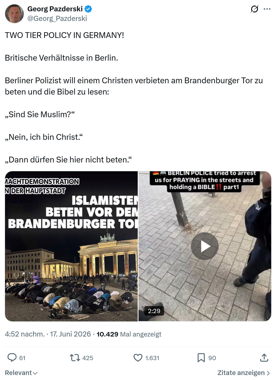 Georg Pazderski: TWO TIER POLICY IN GERMANY!  Britische Verhältnisse ...