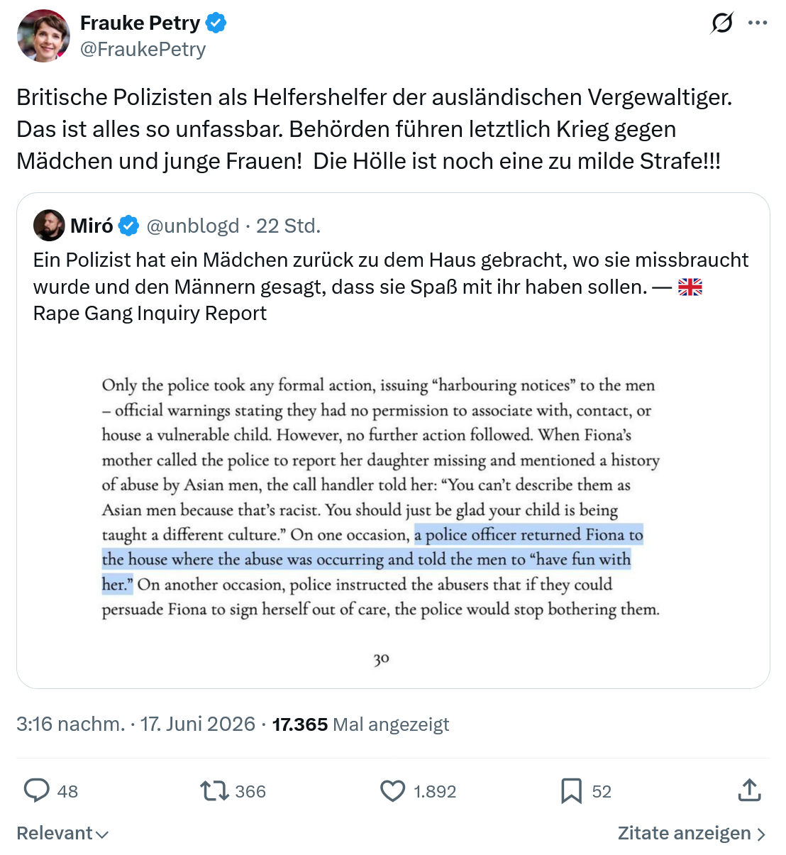 Frauke Petry: Britische Polizisten als Helfershelfer der ausländischen...