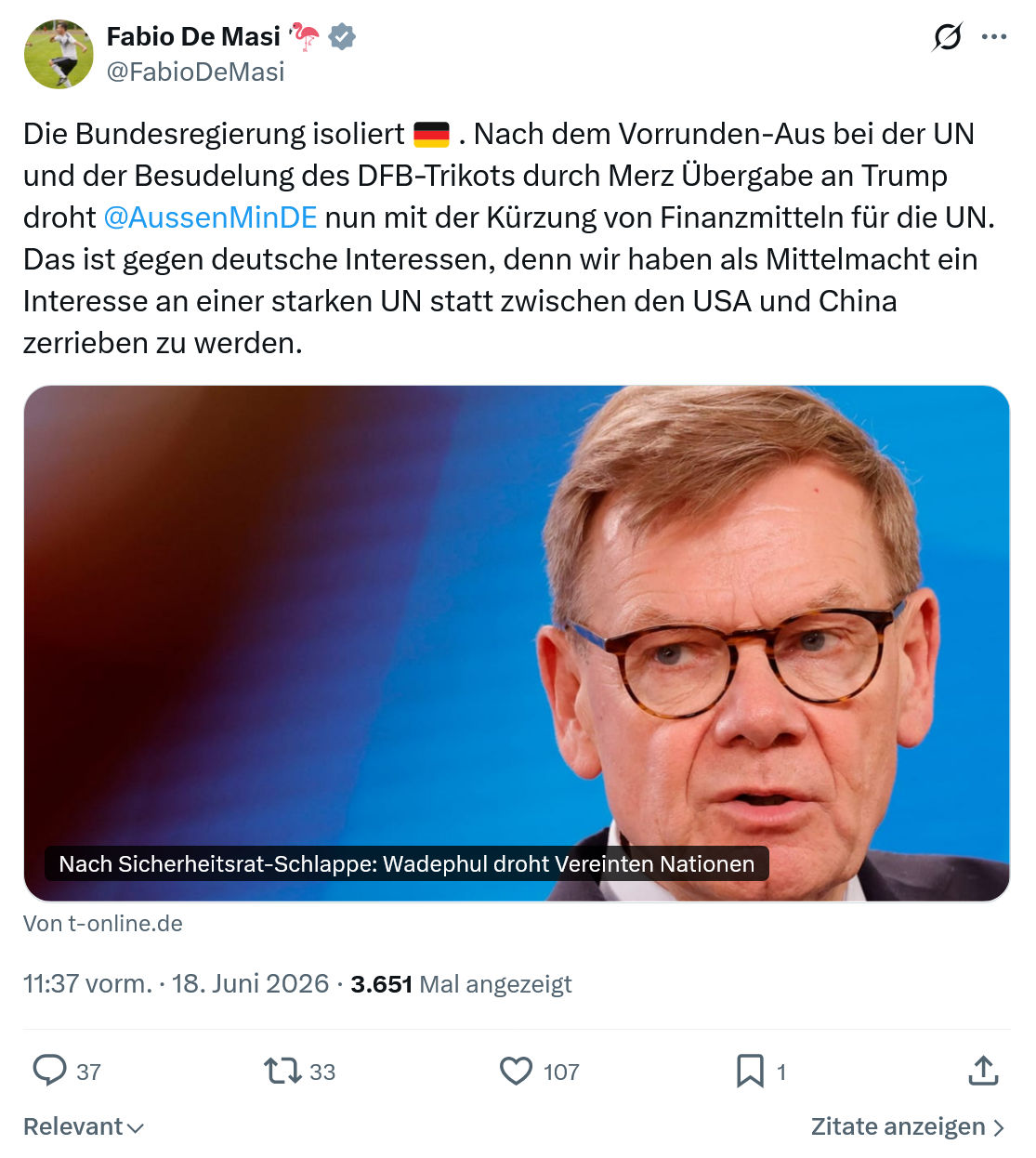 Fabio De Masi: Die Bundesregierung isoliert 🇩🇪 . Nach dem...