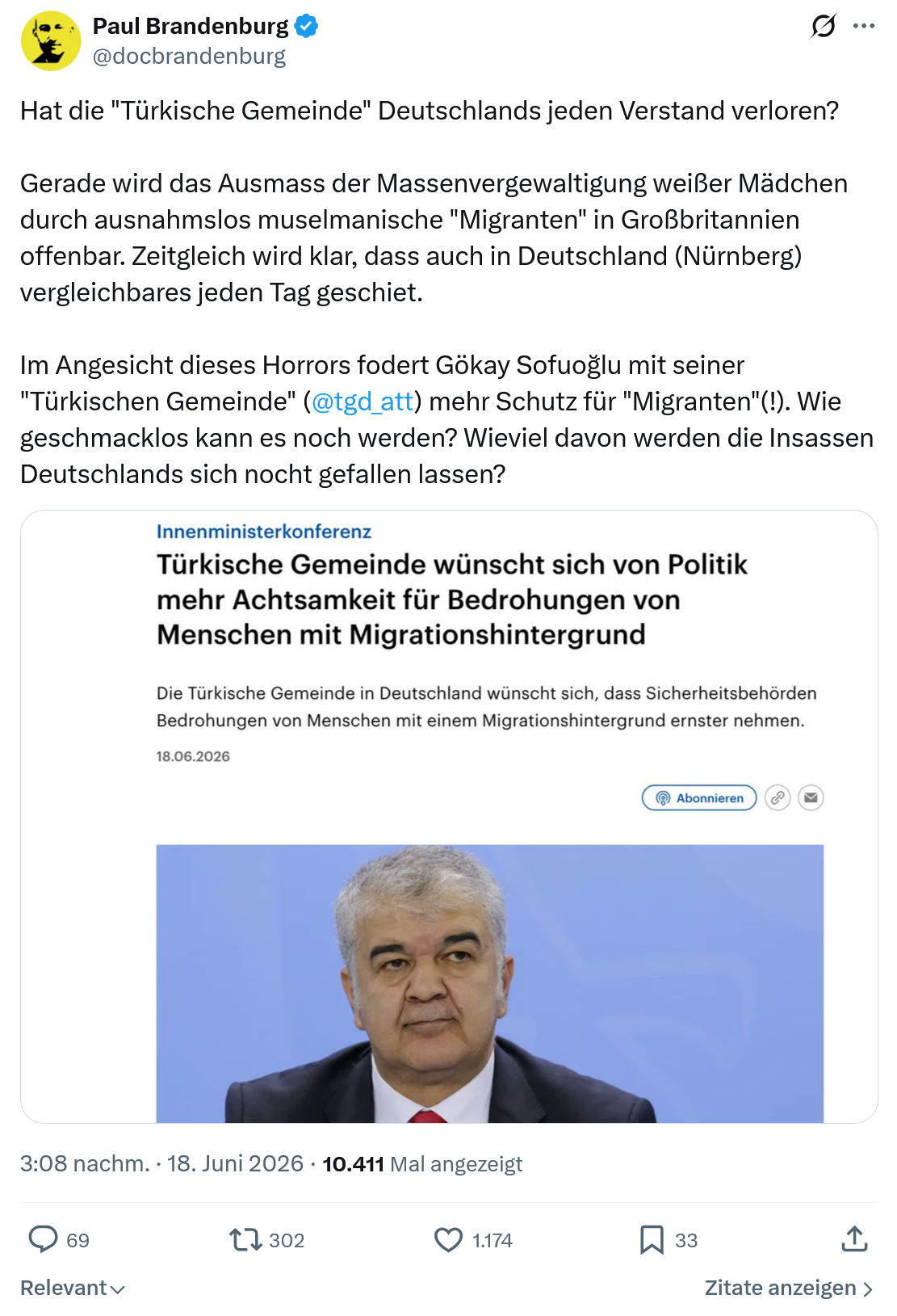 Paul Brandenburg: Hat die ""Türkische Gemeinde...